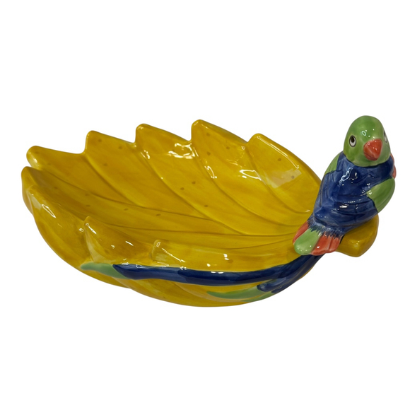 Vintage Fitz & Floyd Rio Rita Banana Server Dish with a hand-painted parrot‎ - Picture 1 of 6